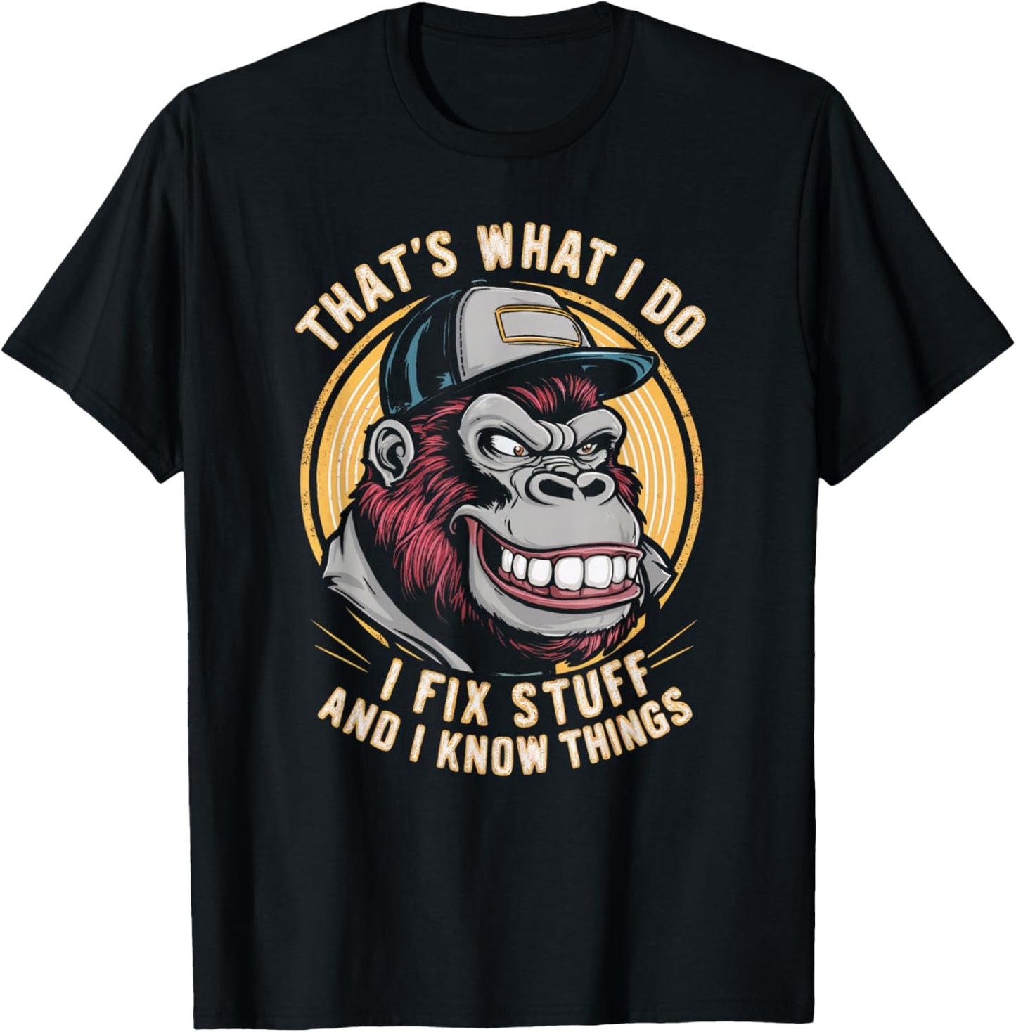 That's What I Do I Fix Stuff And I Know Monkey Product T-Shirt - T-Shirt | Black