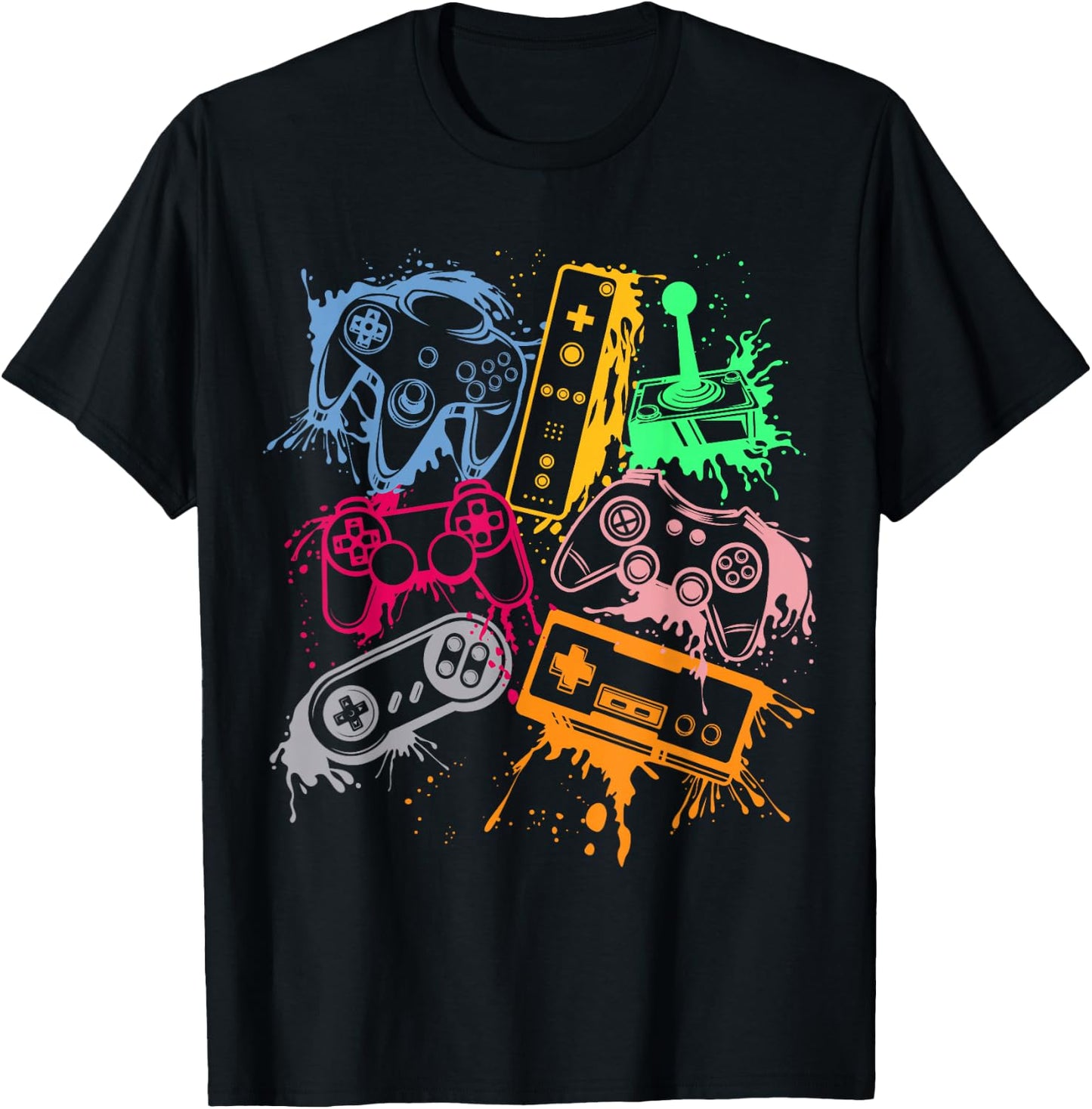 Video Game Console Controllers Retro 80's 90's Arcade Gamer T-Shirt - T-Shirt | Black