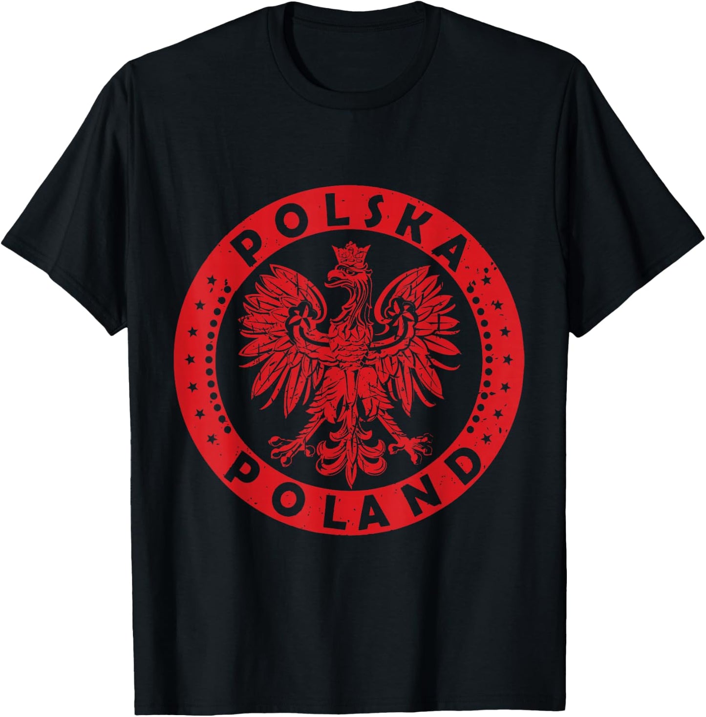 Polska Polish Eagle Vintage Distressed Poland Coat Of Arms T-Shirt - T-Shirt | Black