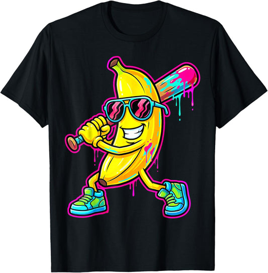 Graphic Banana Proud Name Retro Banana Funny Ice Cream Drip T-Shirt - T-Shirt | Black