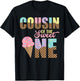 Cousin Of The Sweet One Ice Cream 1st First Birthday Family T-Shirt - T-Shirt | Black
