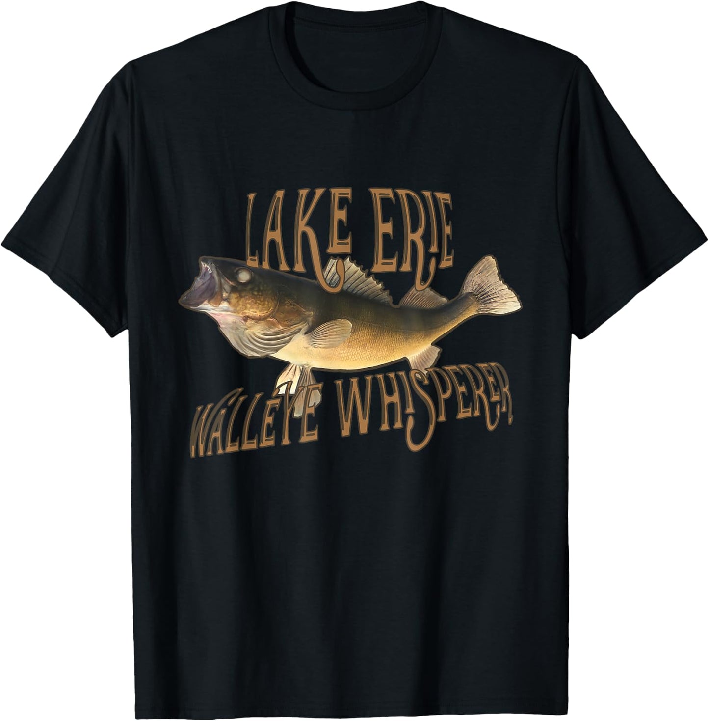 Lake Erie Walleye Whisperer Fishing T-Shirt - T-Shirt | Black