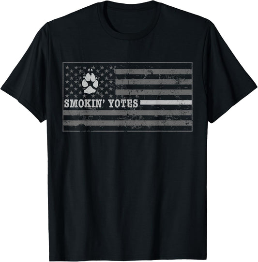 Coyote Hunting Smokin Yotes American Flag Yote Hunting Shirt Girls Kids Men T-Shirt - T-Shirt | Black