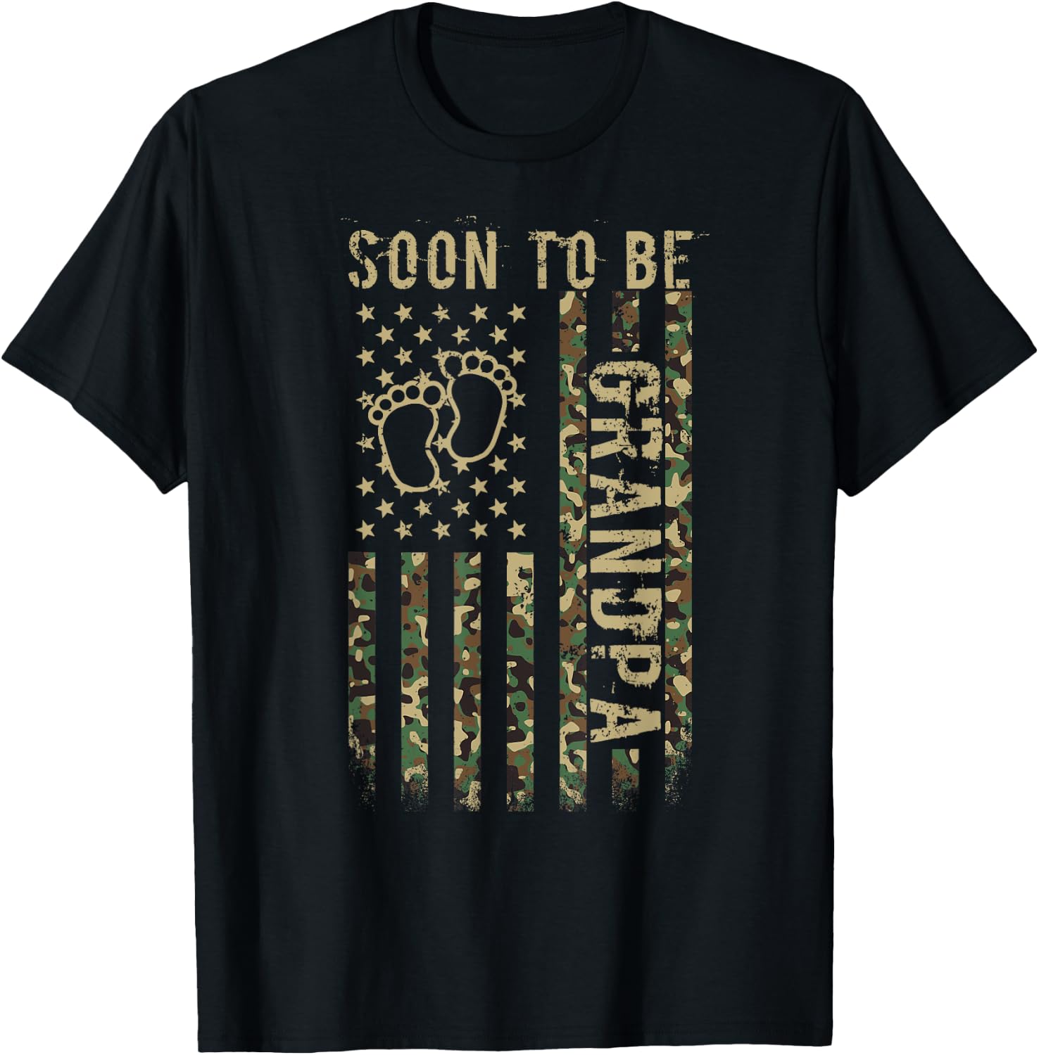 Soon To Be Grandpa American Flag Camouflage Grandpa US Flag T-Shirt - T-Shirt | Black