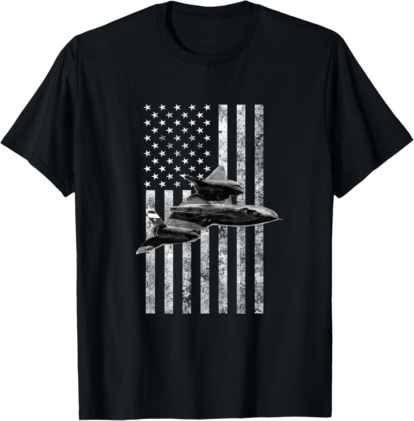 SR-71 Blackbird American USA Flag - Military T-Shirt - T-Shirt | Black