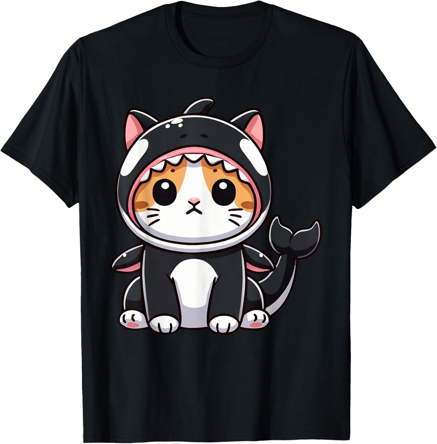 Cat in Orca Costume Graphic T-Shirt - T-Shirt | Black