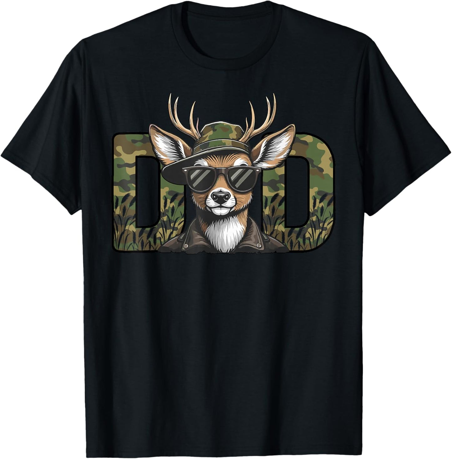 Hunter Dad Camo Deer Hunting Father's Day T-Shirt - T-Shirt | Black