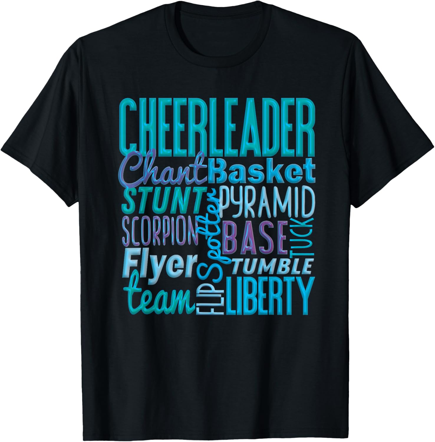 Cute Cheerleader Gift, Blue Cheer Moves Cheerleading Coach T-Shirt - T-Shirt | Black