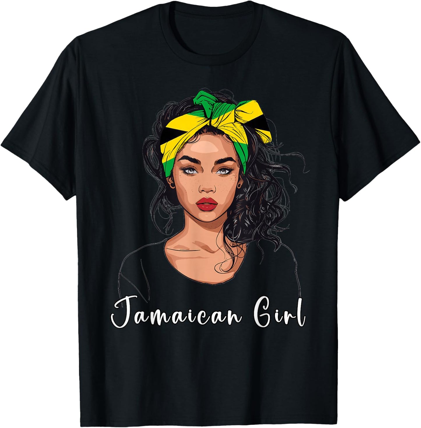 Jamaican Girl Flag Souvenirs Products Jamaica T-Shirt - T-Shirt | Black