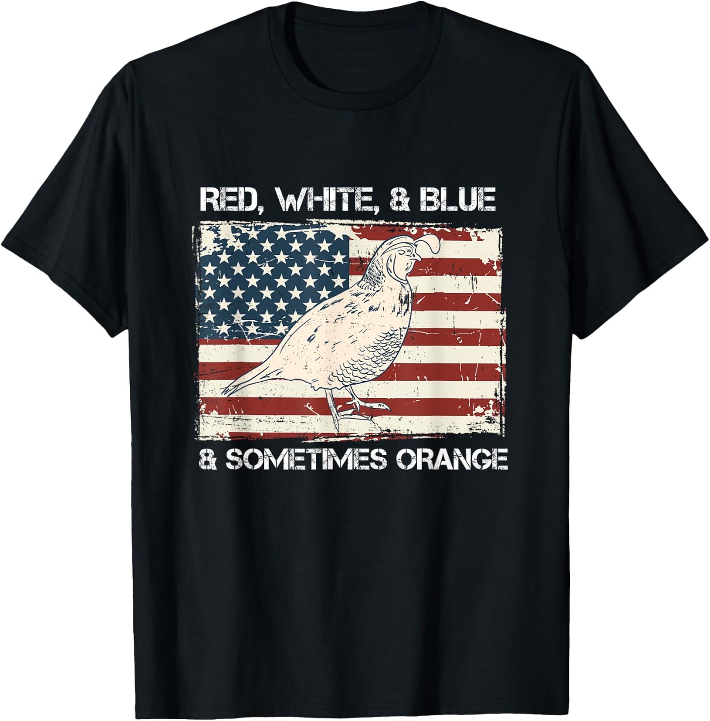 American Flag Quail Hunting Patriotic T Shirt Gift Kids Men T-Shirt - T-Shirt | Black