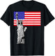 Statue Of Liberty And USA Flag T-Shirt - T-Shirt | Black