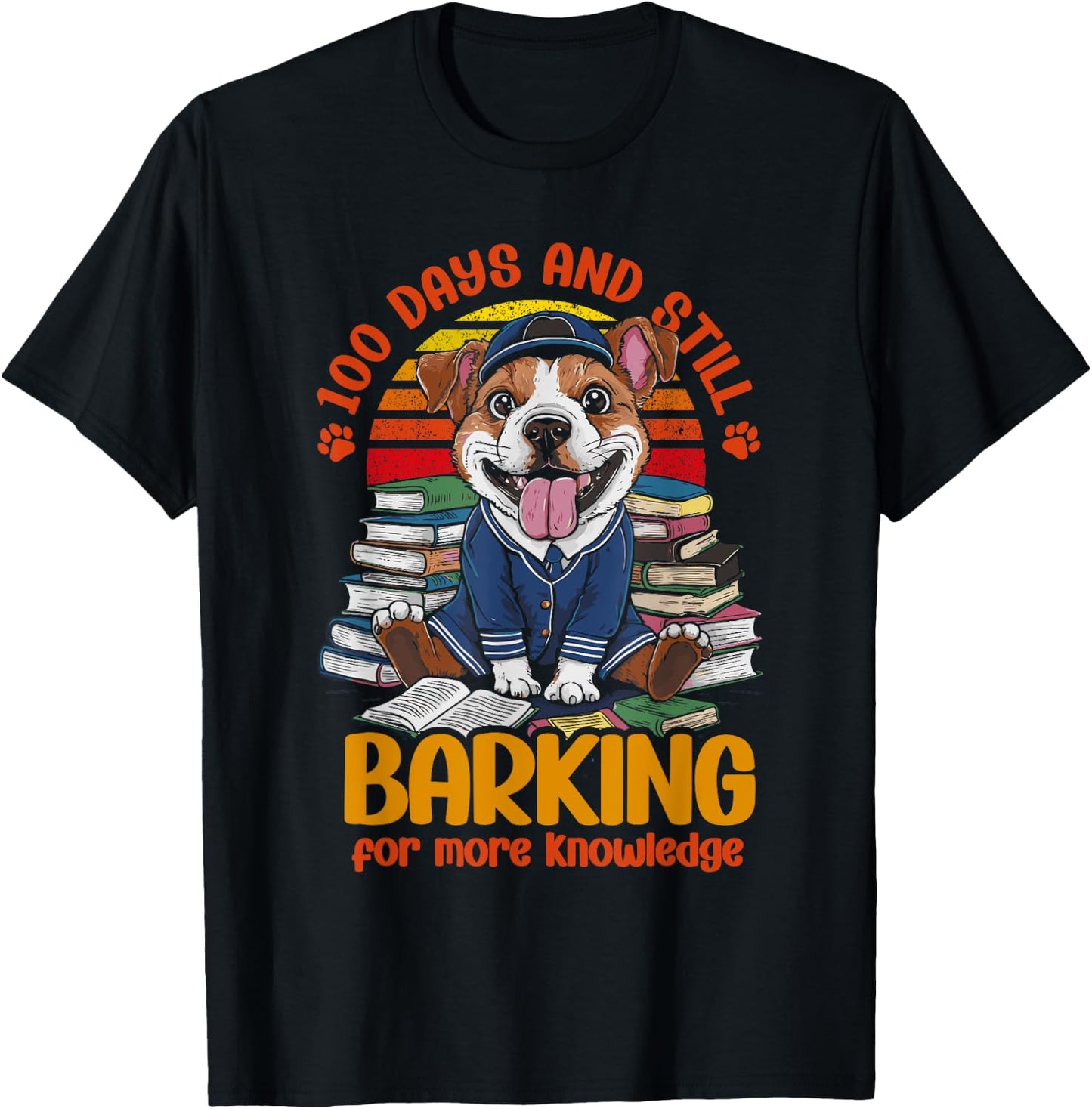 Dog 100 Days Of School Barking For More Knowledge Women Kids T-Shirt - T-Shirt | Black