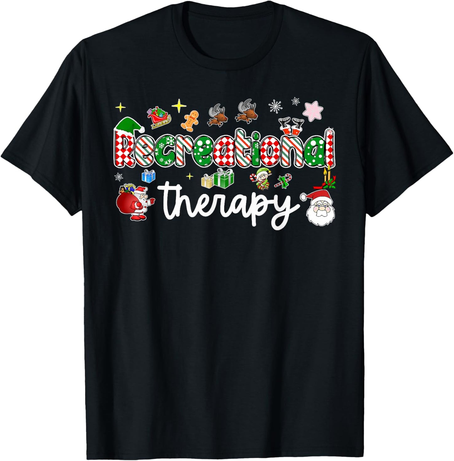 Recreational Therapy Santa Christmas Recreational Therapist T-Shirt - T-Shirt | Black