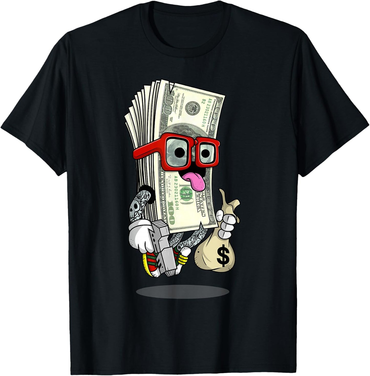 Hip Hop Dope Swag Rap Lover Gift Funny Cash Stacks Bills T-Shirt - T-Shirt | Black