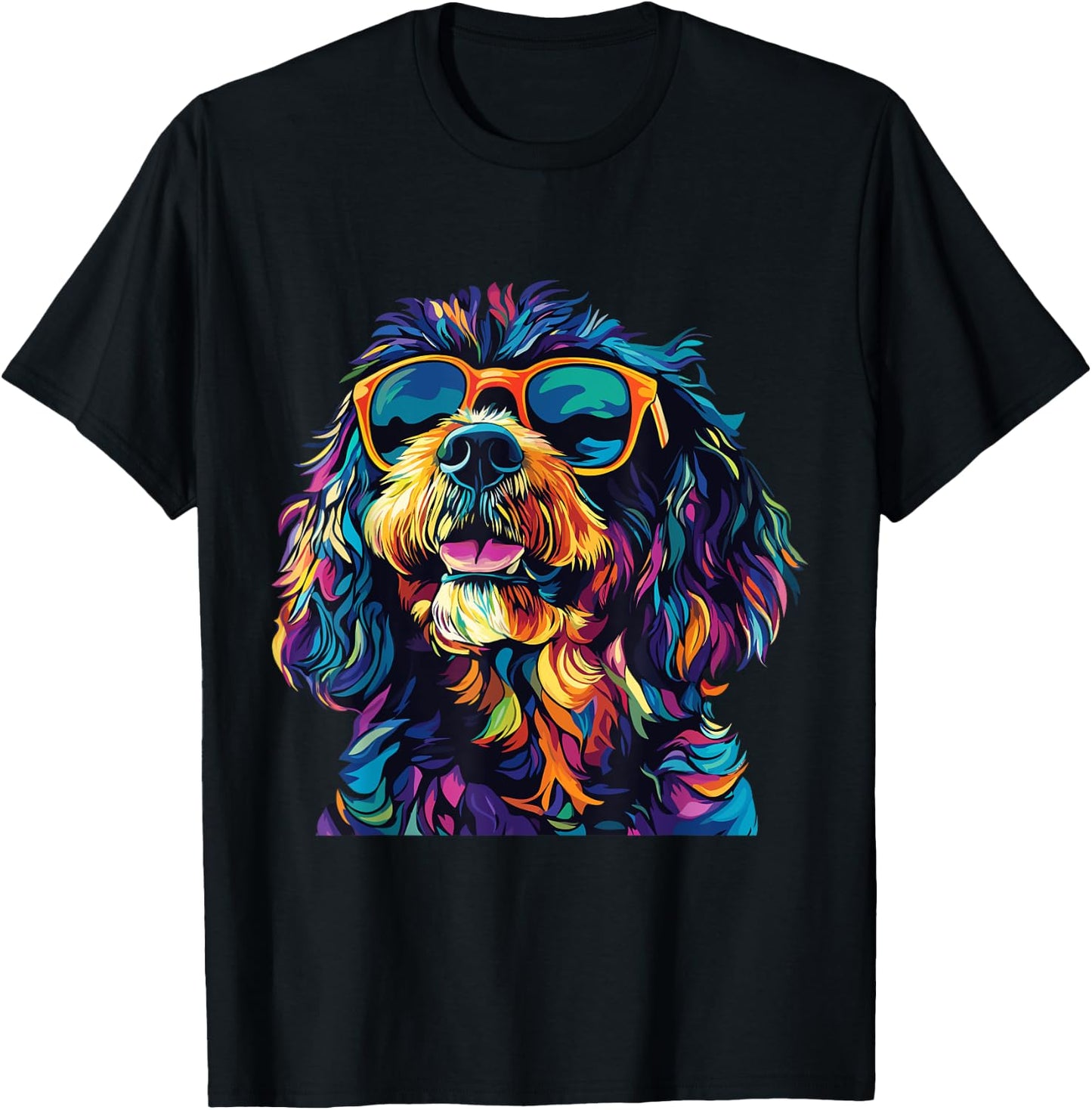 Bernedoodle Lover Sunglasses Pop Art Funny Bernedoodle T-Shirt - T-Shirt | Black