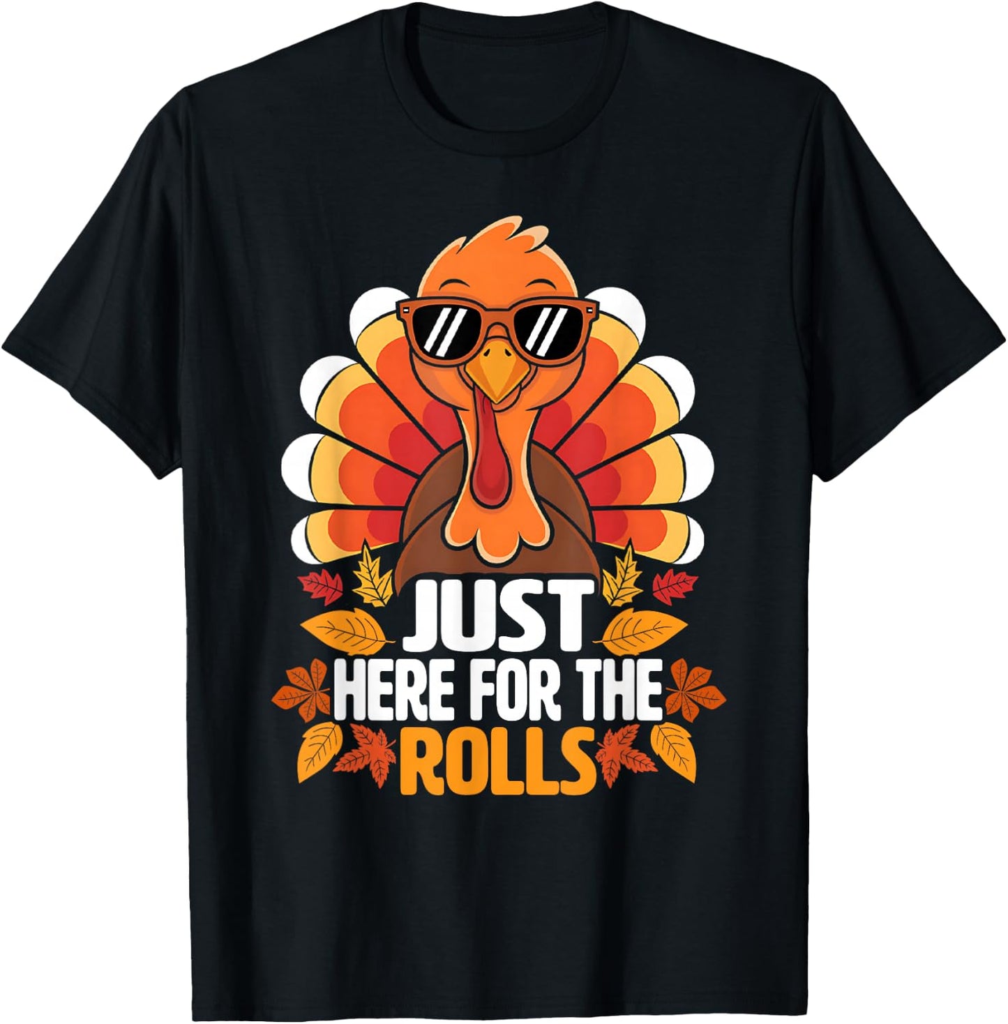 Just Here For The Rolls Thanksgiving Dinner Kids Picky Eater T-Shirt - T-Shirt | Black