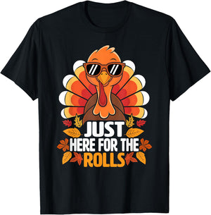 Just Here For The Rolls Thanksgiving Dinner Kids Picky Eater T-Shirt - T-Shirt | Black