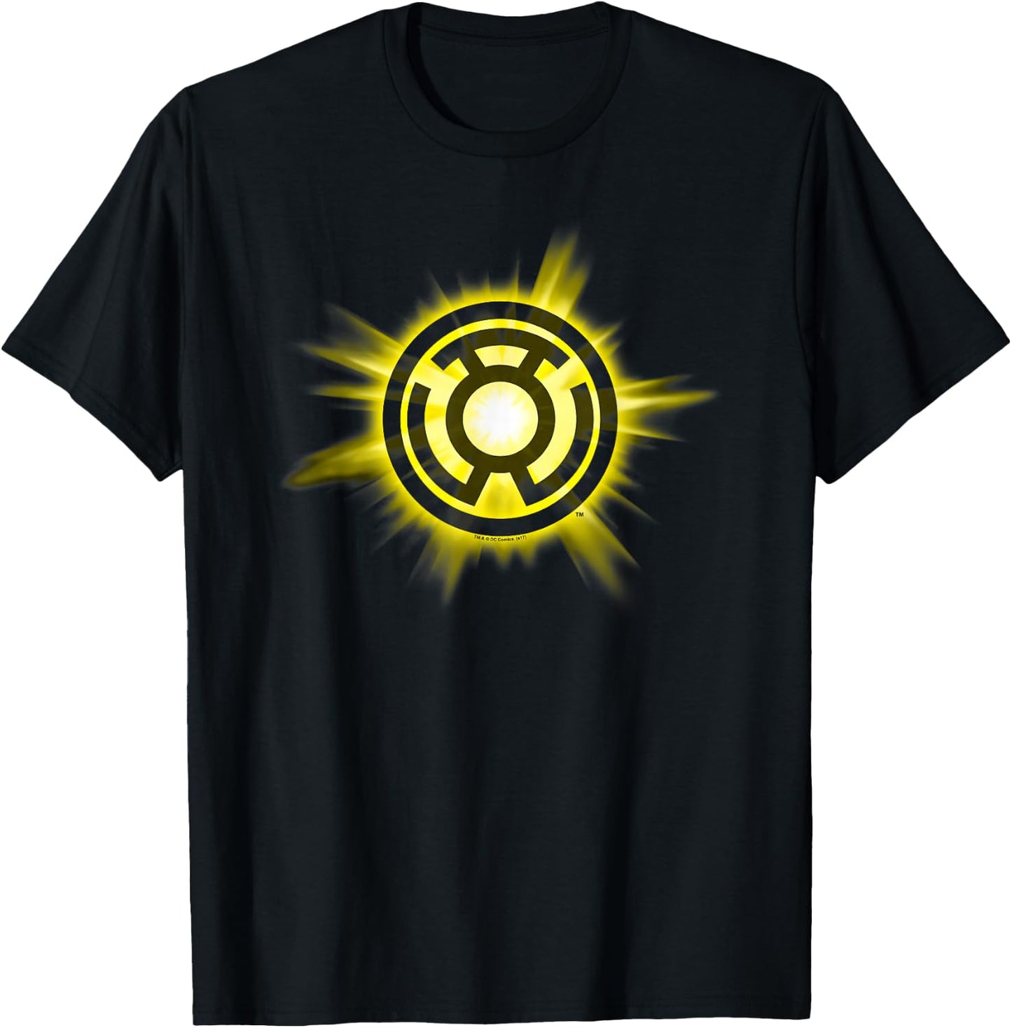 DC Comics Green Lantern Yellow Glow - -Adult, Black, Small, Short Sleeve T-Shirt - T-Shirt | Black