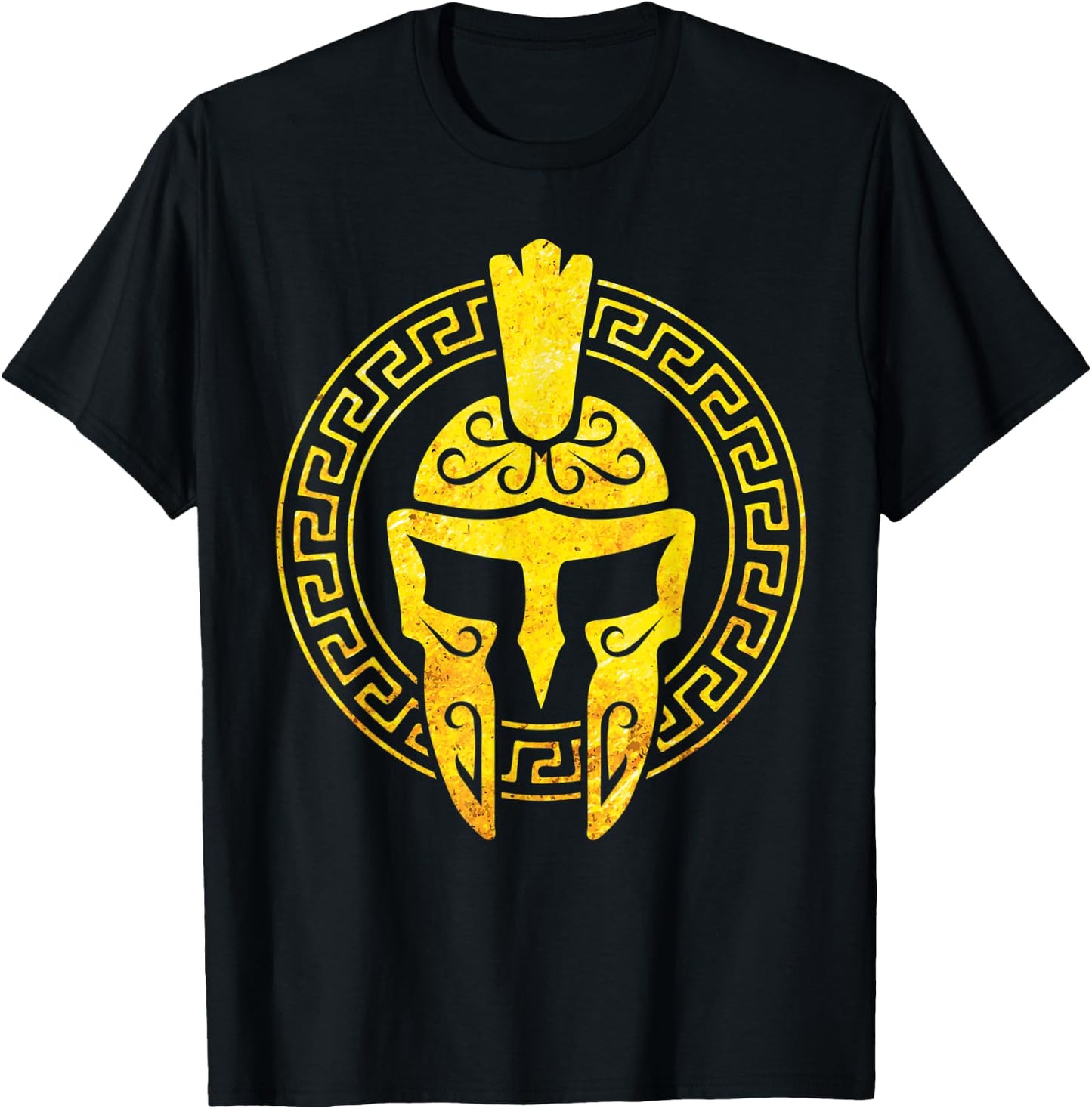 Spartan Helmet Workout Sparta Gold Fitness Gym Greek Gift T-Shirt - T-Shirt | Black