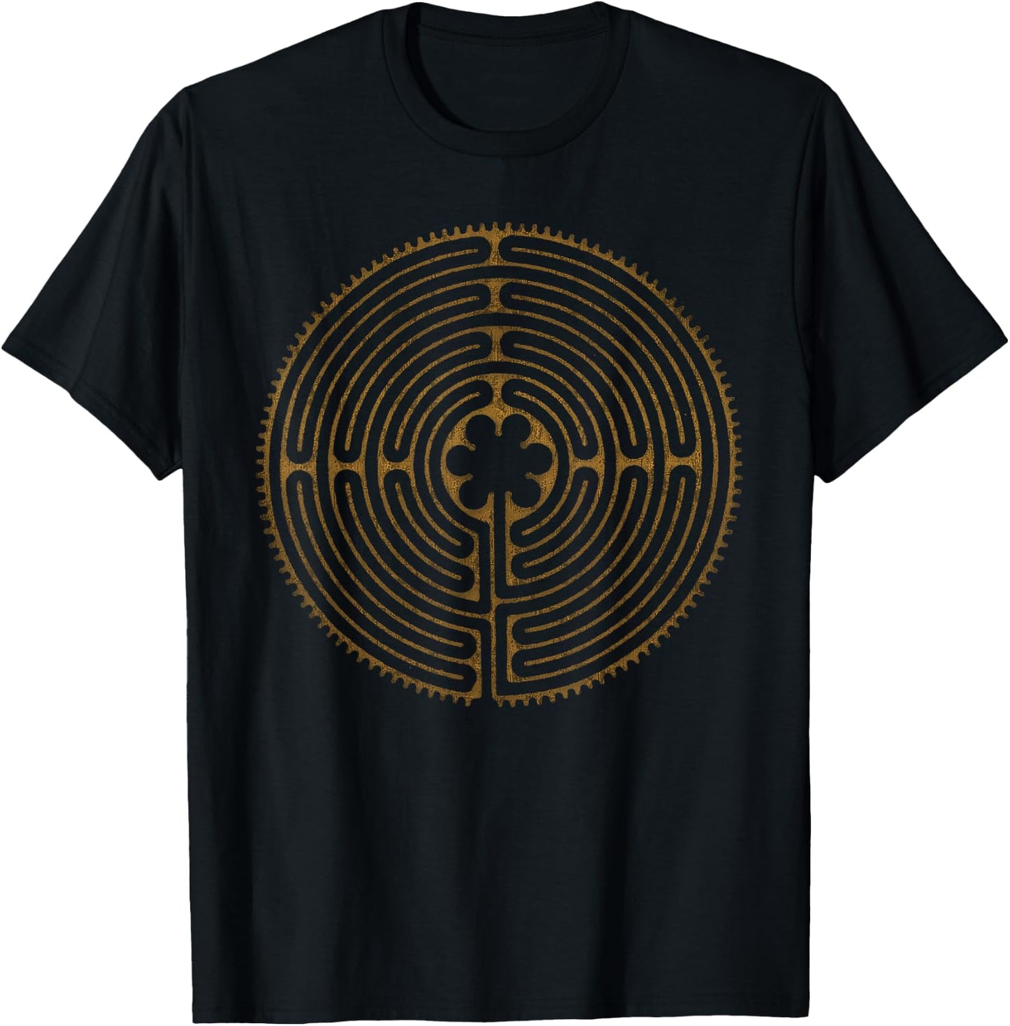 CHARTRES Labyrinth - Antique Style Symbol T-Shirt - T-Shirt | Black