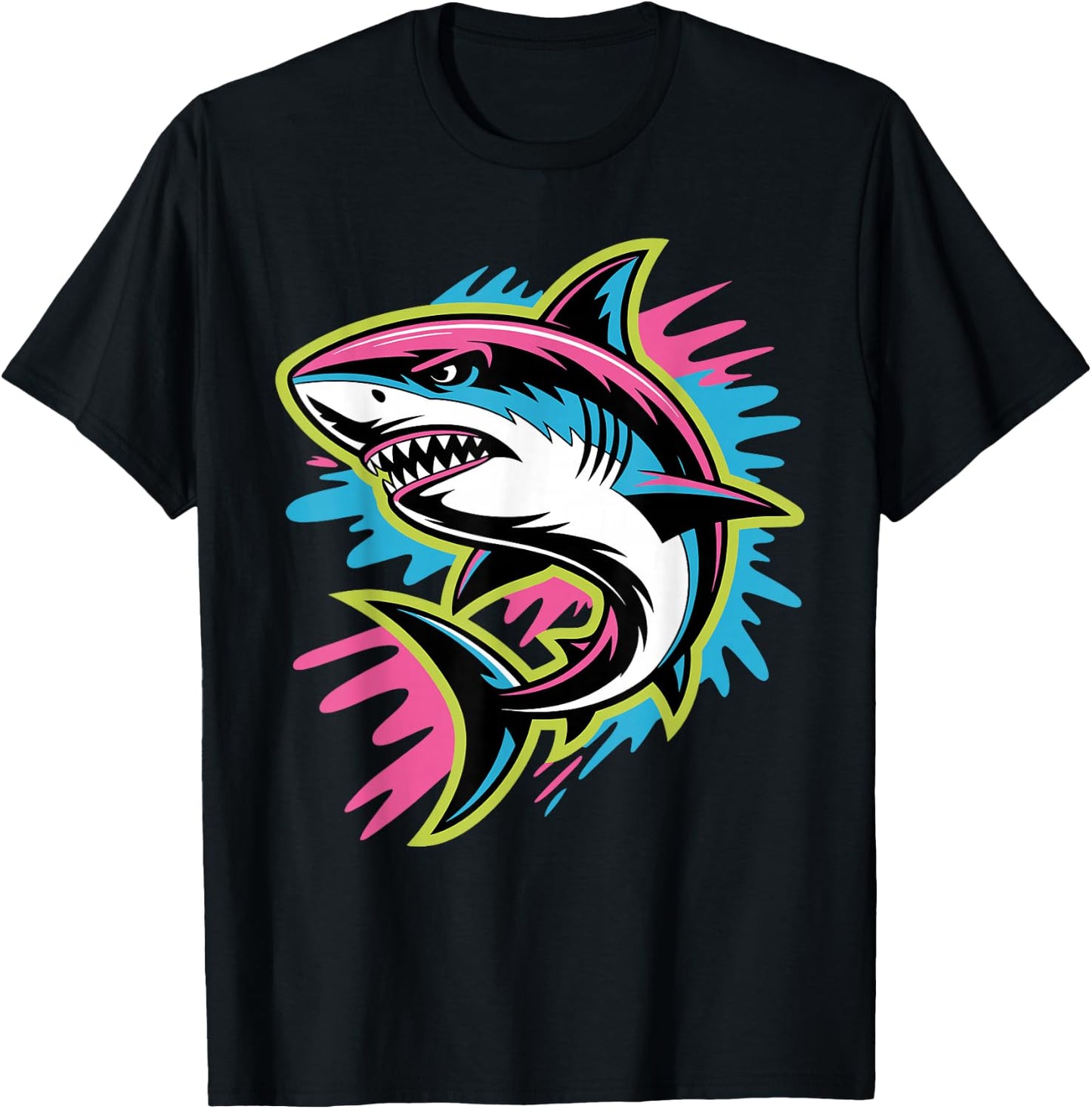 Cool Shark Art Women Kids Boys Girls Shark Lover T-Shirt - T-Shirt | Black