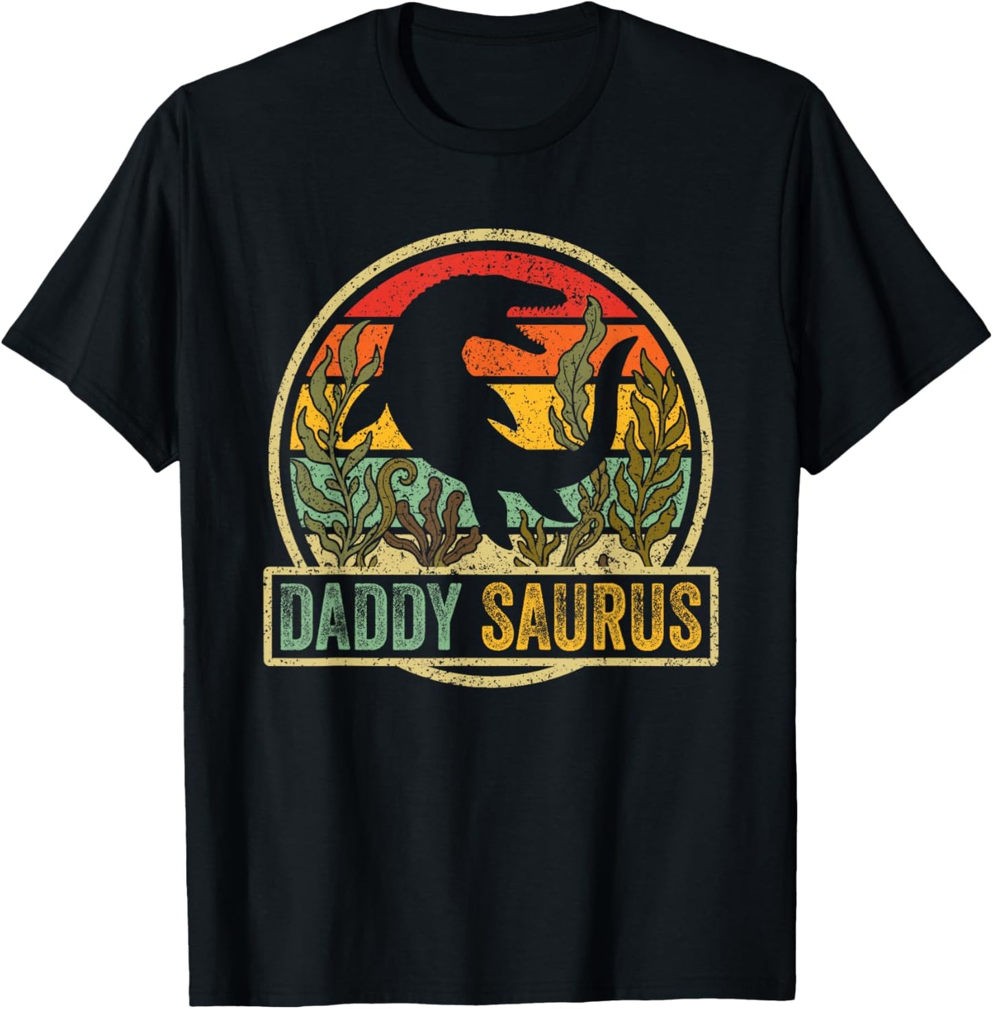 Vintage Retro Daddy Saurus SeaRex Mosasaurus Dinosaur Men T-Shirt - T-Shirt | Black