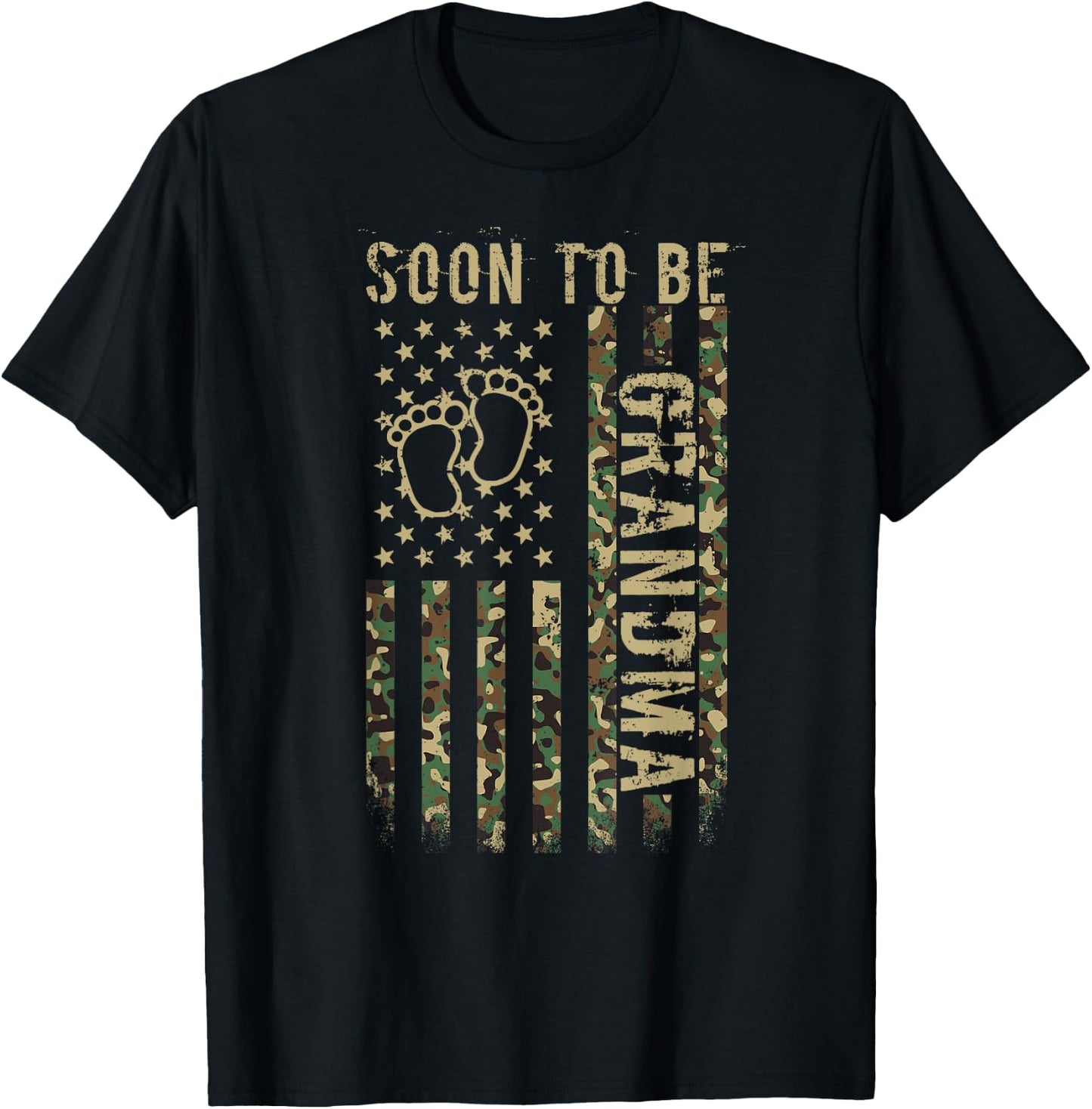 Soon To Be Grandma American Flag Camouflage Grandma Camo T-Shirt - T-Shirt | Black