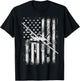 C-130 Hercules Military Aircraft American Flag T-Shirt - T-Shirt | Black