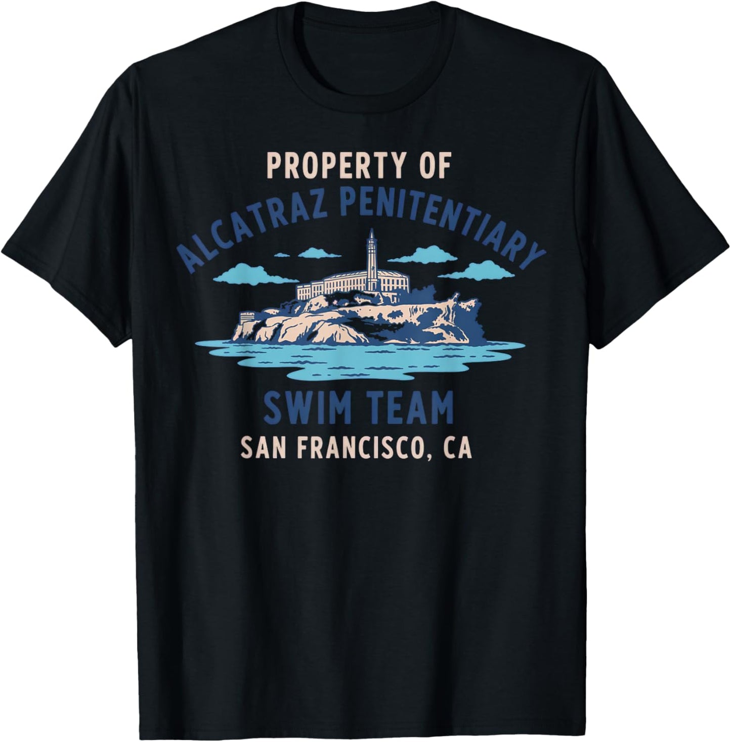 Alcatraz Penitentiary Swim Team Vintage Design T-Shirt - T-Shirt | Black