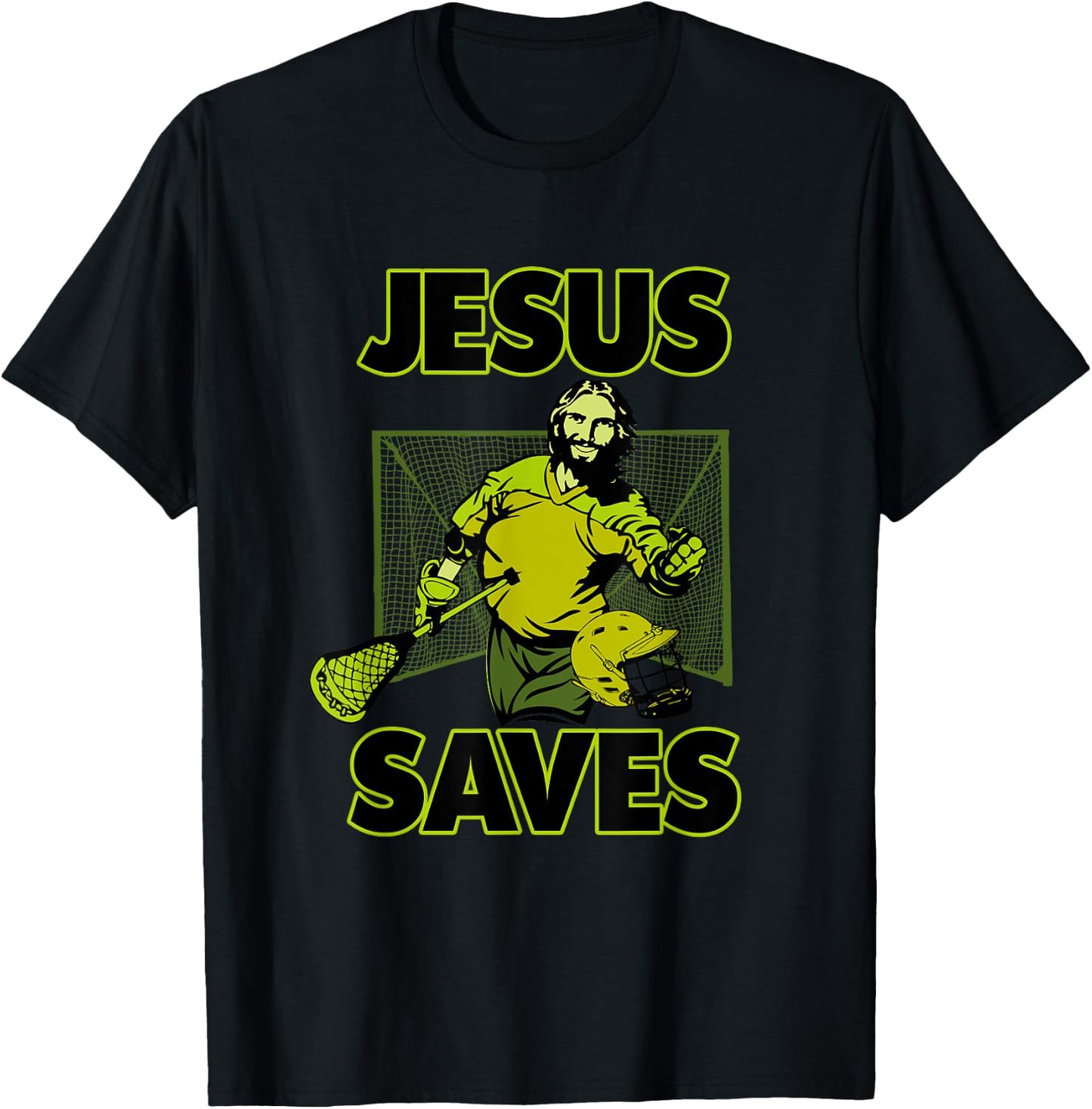Jesus The Lacrosse Goalie Saves T Shirt For Christian Coach T-Shirt - T-Shirt | Black