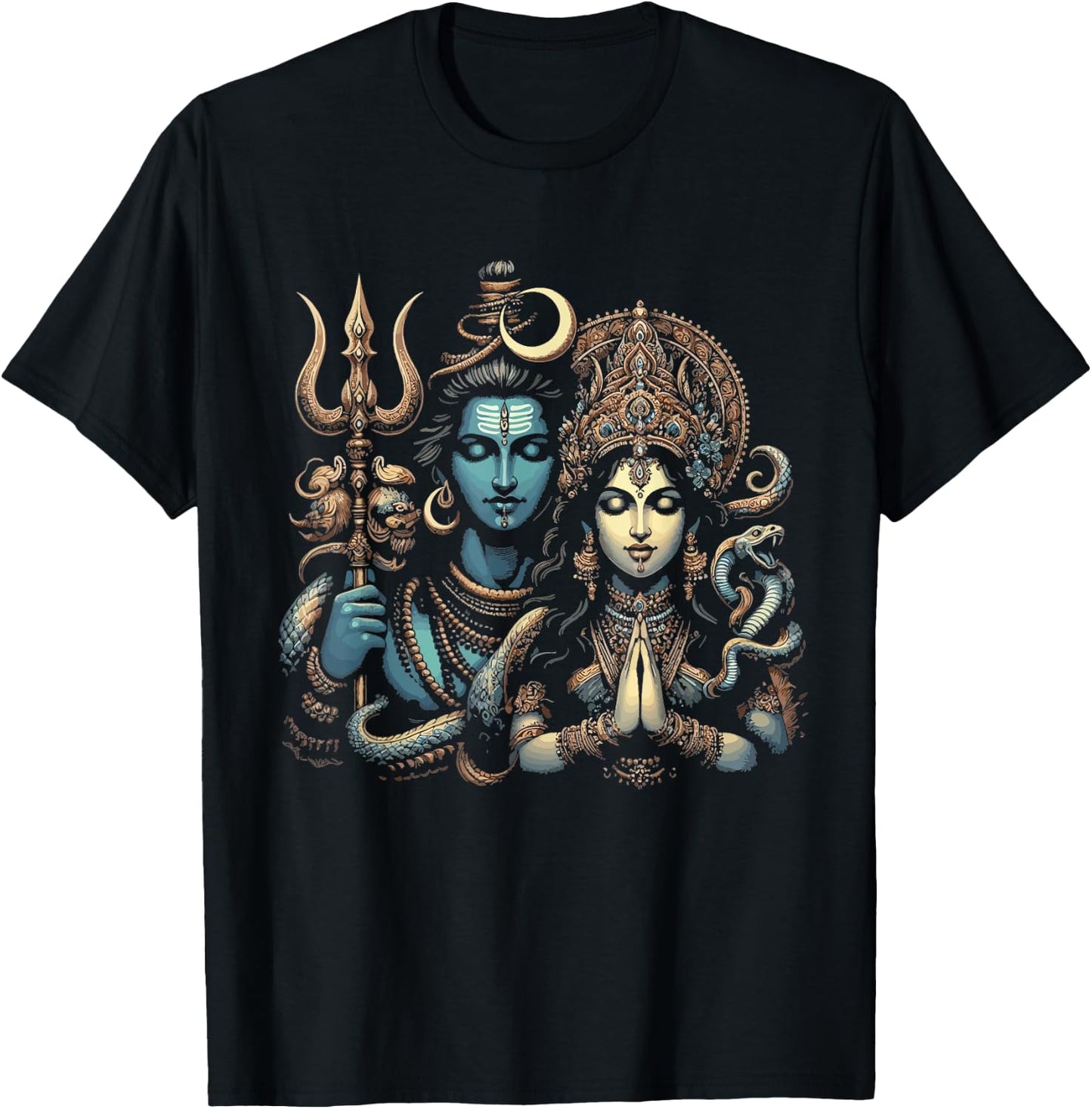 Lord Shiva Durga Hindu God Mahadeva Goddess Goddess Parvati T-Shirt - T-Shirt | Black