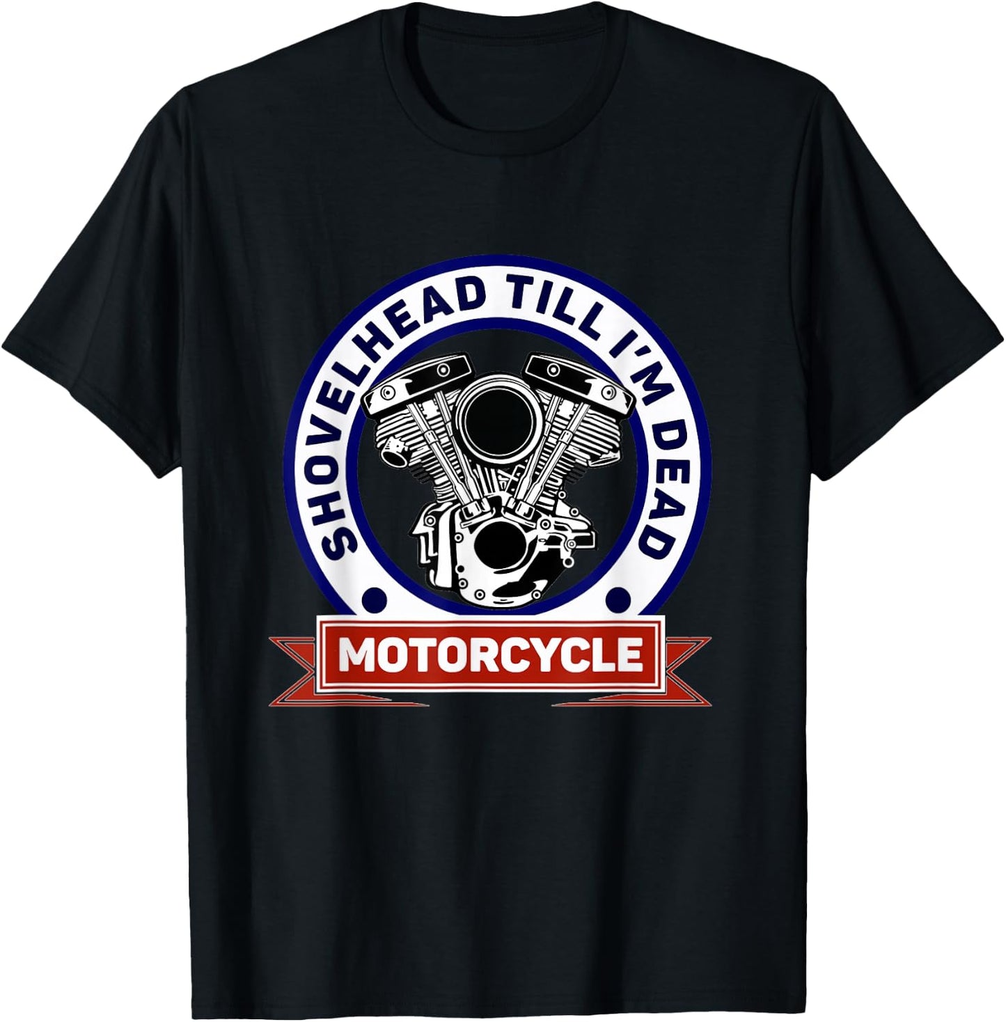 Retro American Motorcycle HD ShovelHead Till I'm Dead T-Shirt - T-Shirt | Black