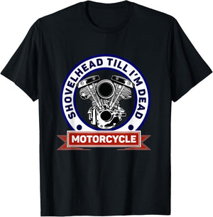 Retro American Motorcycle HD ShovelHead Till I'm Dead T-Shirt - T-Shirt | Black