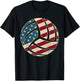 Vintage USA Flag 4th Of July Volleyball Lover Fan Volleyball T-Shirt - T-Shirt | Black
