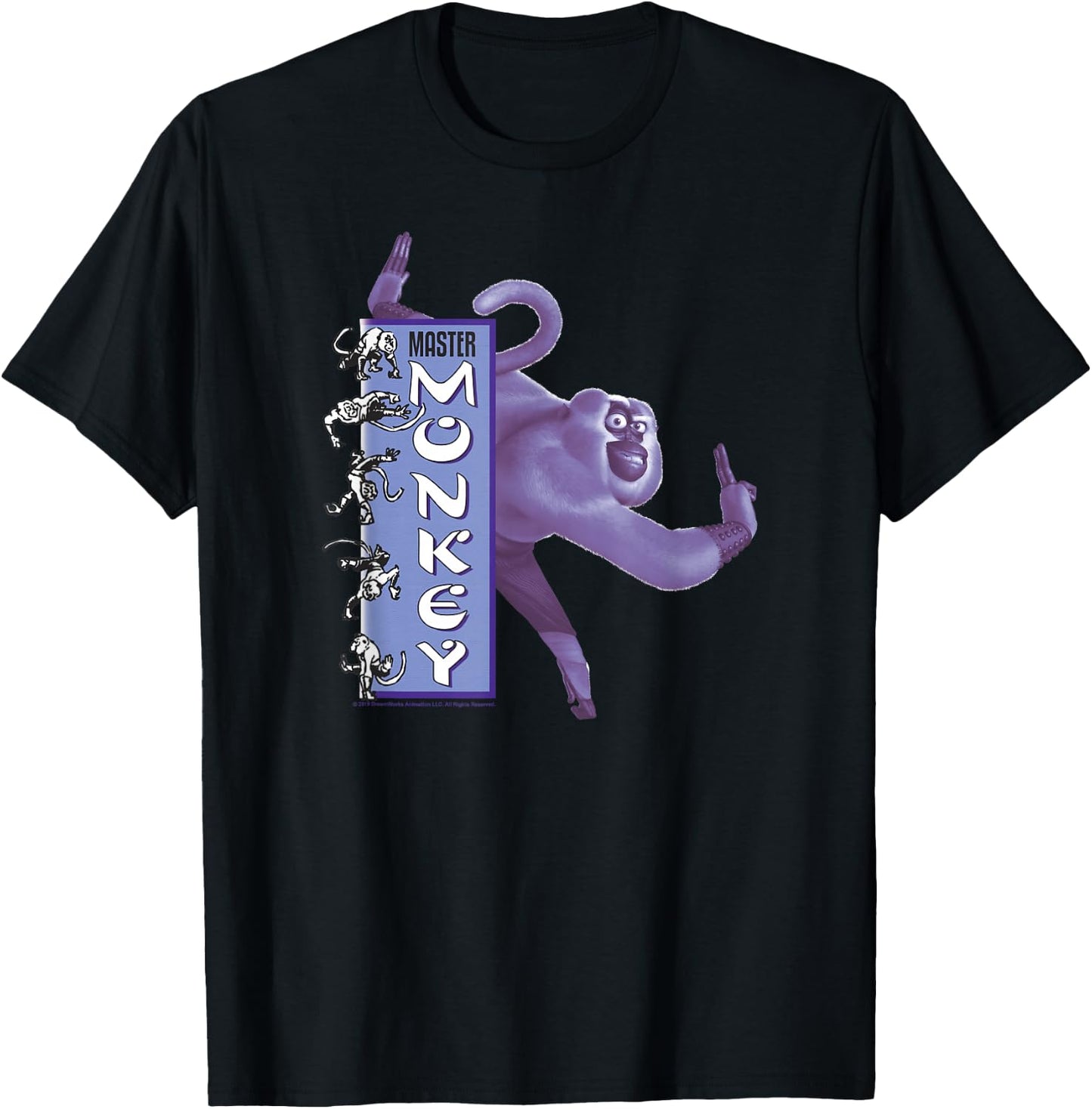 Kung Fu Panda Master Monkey Action Pose Banner T-Shirt - T-Shirt | Black