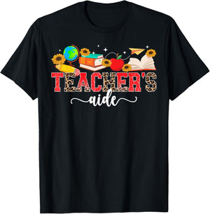 Teacher's Aide Leopard Teacher Aide Teaching Assistant T-Shirt - T-Shirt | Black