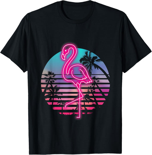 Zoo Animal Tropic Summer Sunrise Gift Flamingo T-Shirt - T-Shirt | Black