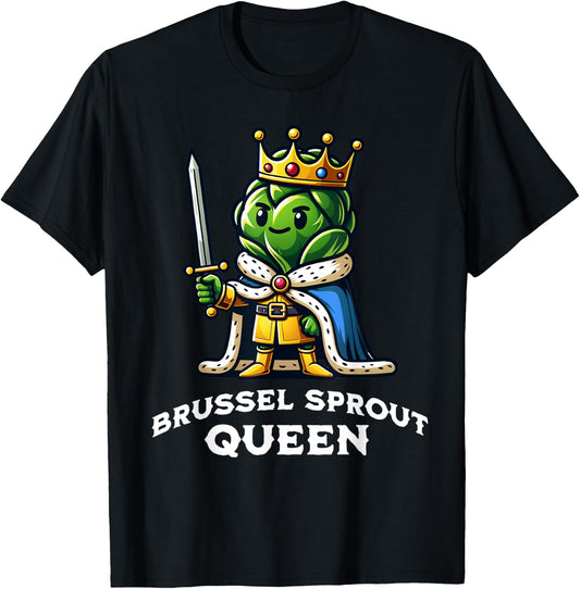 Brussel Sprout Queen Funny Thanksgiving Side Vegetable T-Shirt - T-Shirt | Black