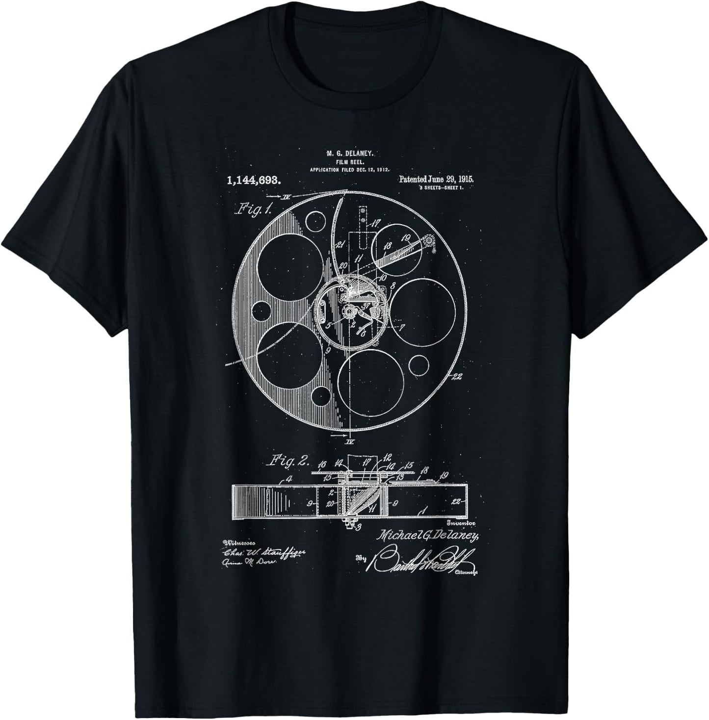Retro Vintage Camera Filmmaker Film Reel Patent T-Shirt - T-Shirt | Black