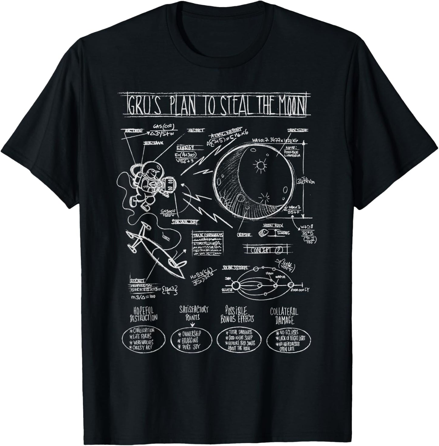 Despicable Me Minions Gru's Moon Plans Graphic T-Shirt - T-Shirt | Black