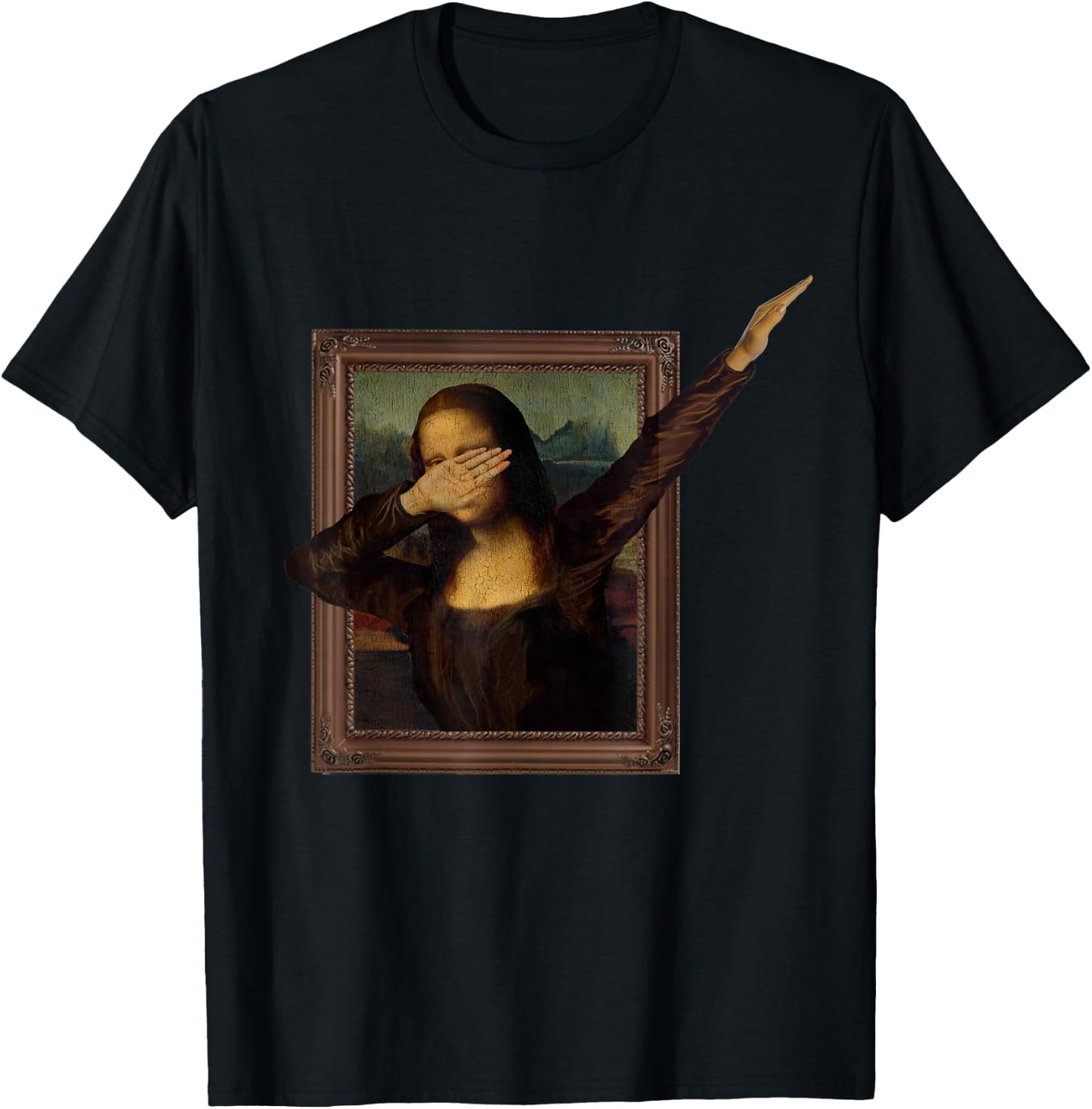 Dabbing Mona Lisa, Painting, La Gioconda T-Shirt - T-Shirt | Black