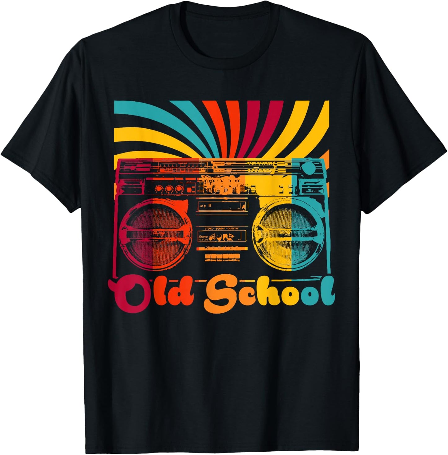 Retro Old School Cool Portable Boombox cassette HipHop Gift T-Shirt - T-Shirt | Black