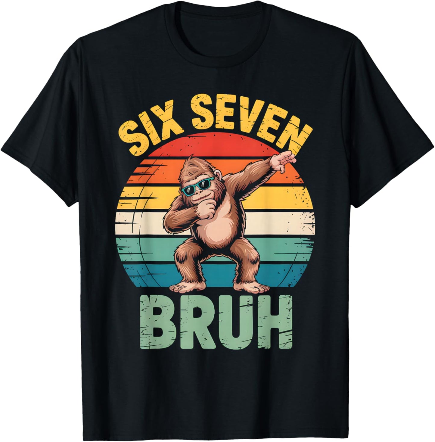 Funny 67 Meme Boys Kids 6 7 Dabbing Six Seven Bruh Bigfoot T-Shirt - T-Shirt | Black
