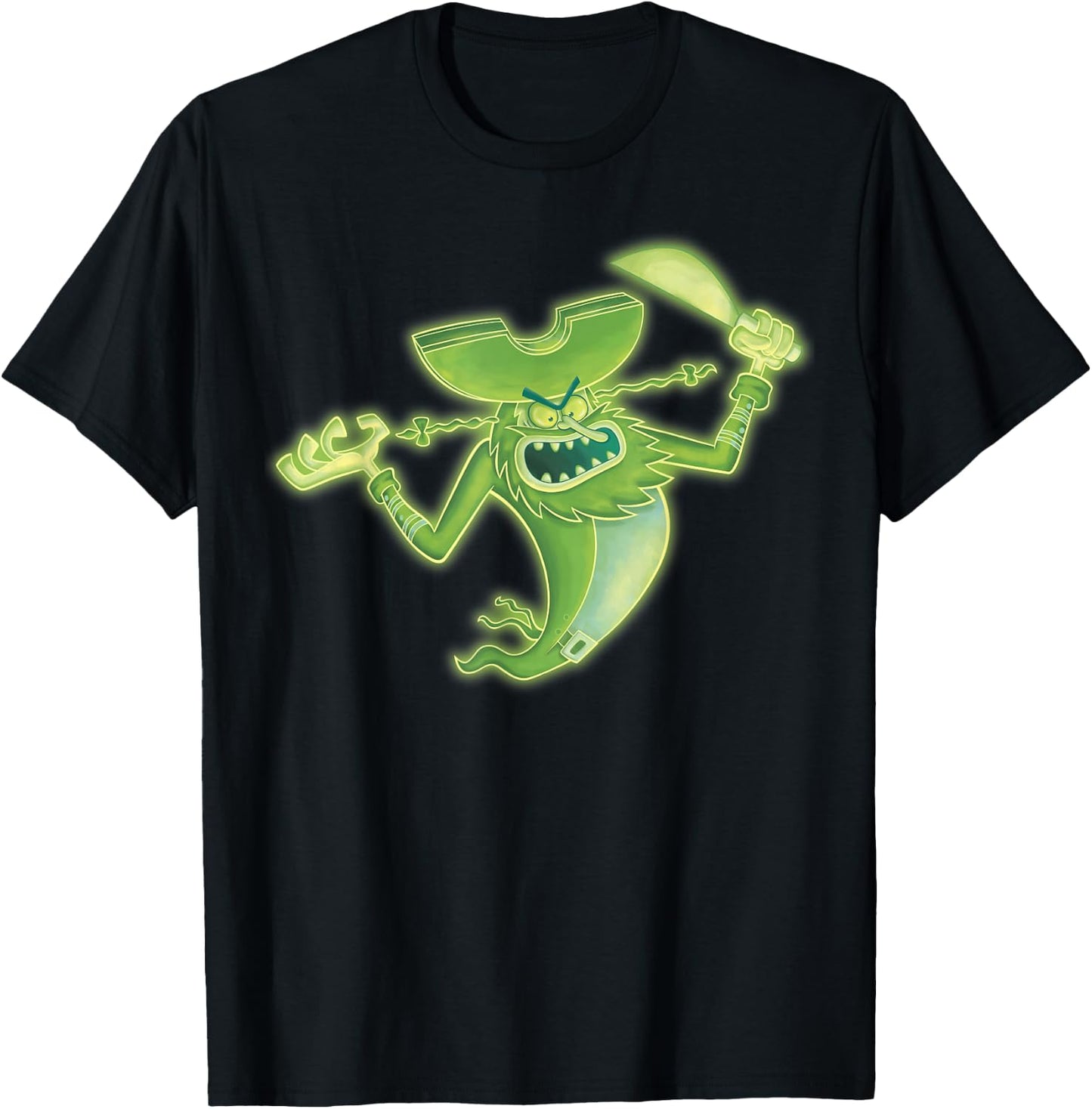 SpongeBob SquarePants Neon Glowing Flying Dutchman T-Shirt - T-Shirt | Black