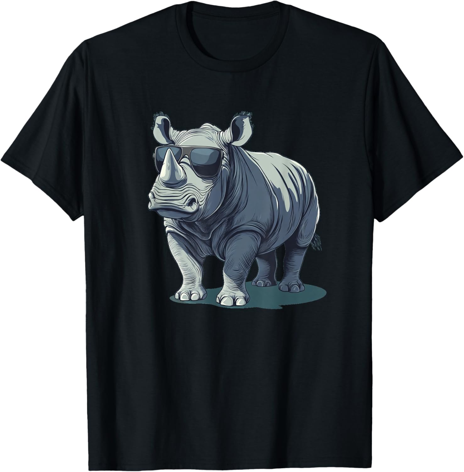 Pretty bespectacled Rhino loves Black Sunglasses Outfit T-Shirt - T-Shirt | Black