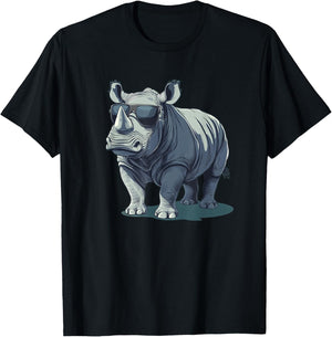 Pretty bespectacled Rhino loves Black Sunglasses Outfit T-Shirt - T-Shirt | Black