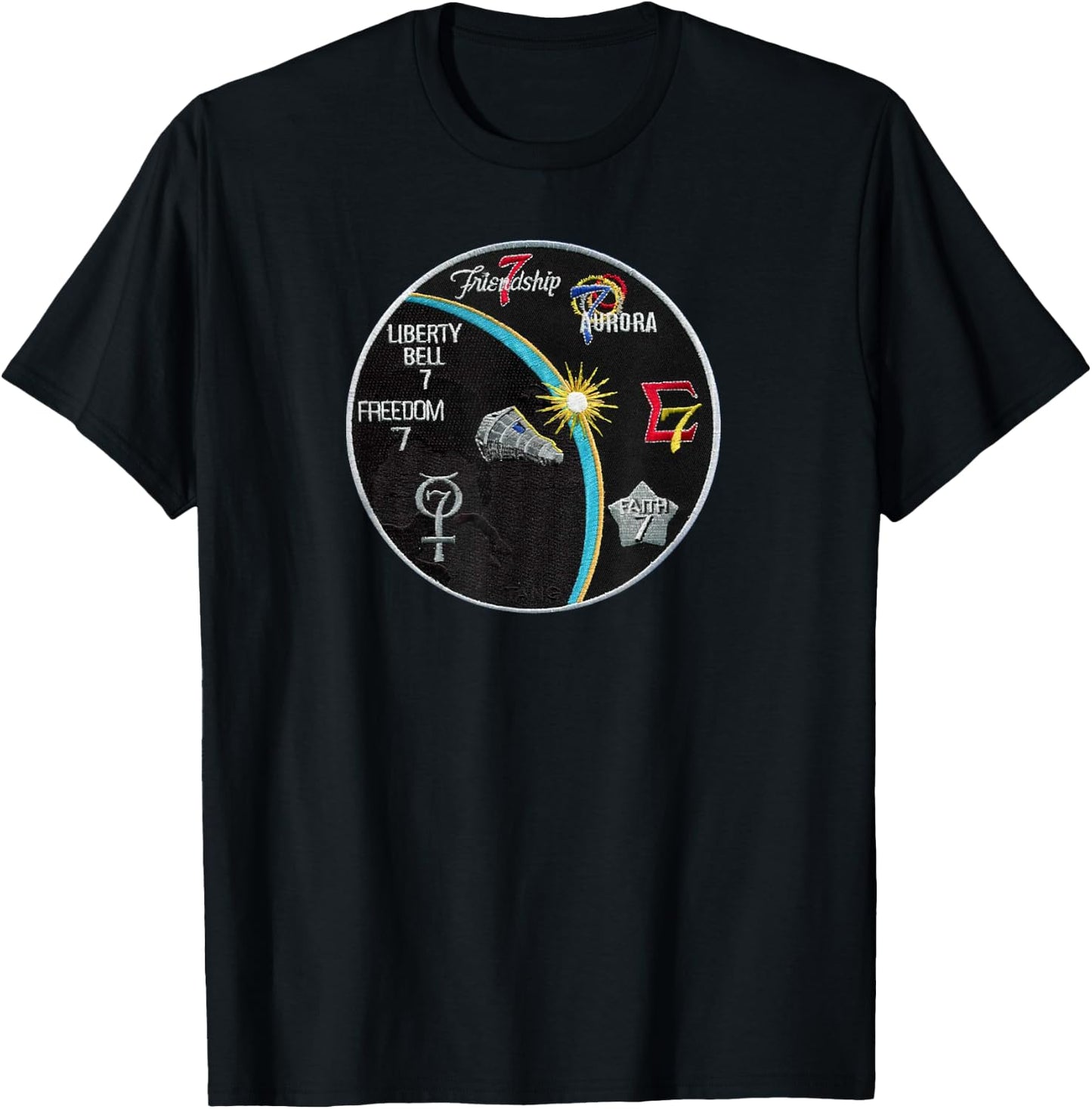 NASA Project Mercury Commemorative Patch T-Shirt - T-Shirt | Black