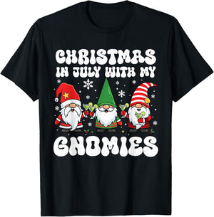 Funny Gnomes Summer Christmas in July Xmas Men Women Kids T-Shirt - T-Shirt | Black