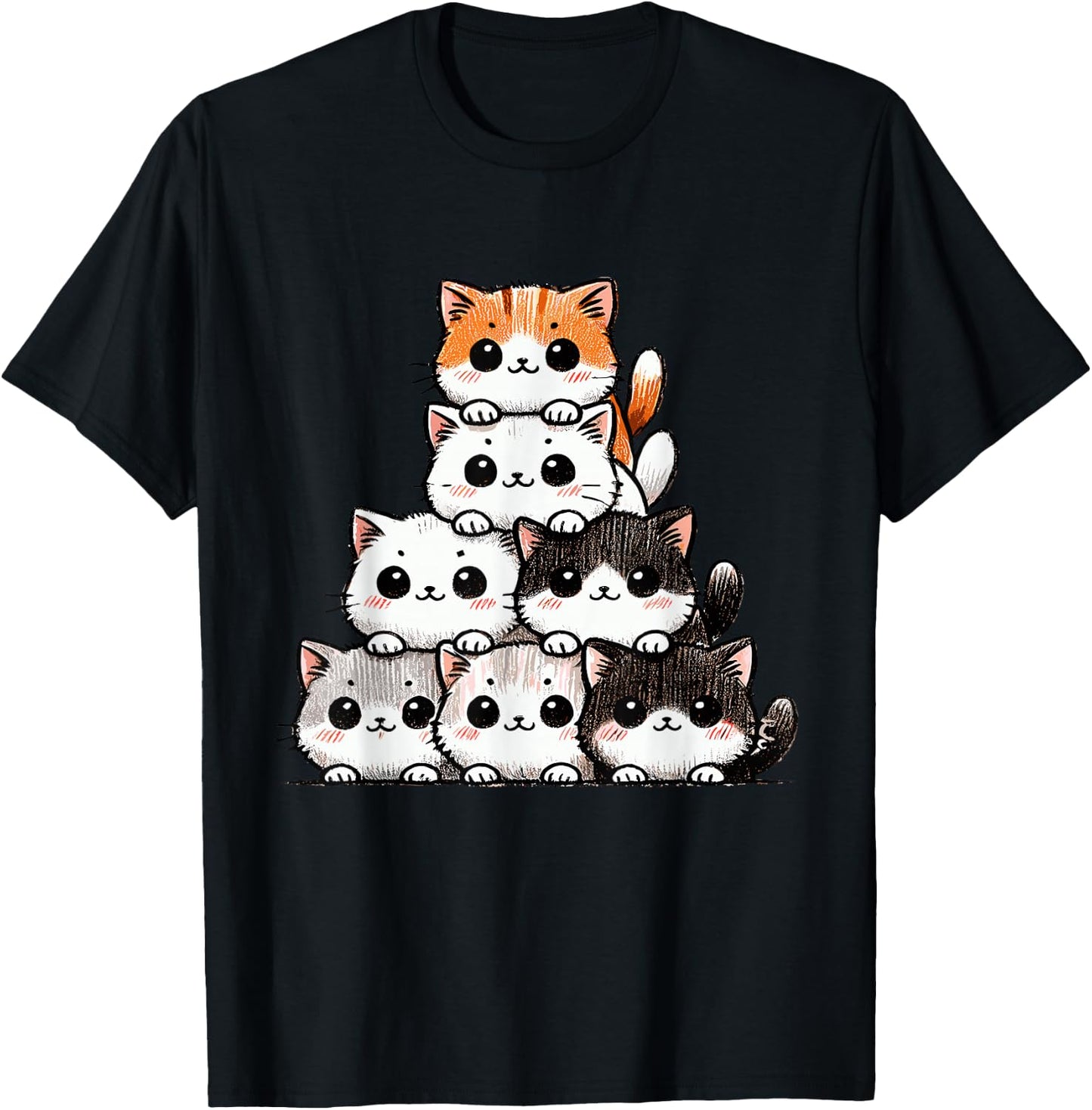 Cute Cats & Kittens, Cat Lover | Anime & Kawaii T-Shirt - T-Shirt | Black
