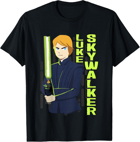 Kids Star Wars Galaxy Of Adventures Luke Jedi Saber B1 T-Shirt - T-Shirt | Black